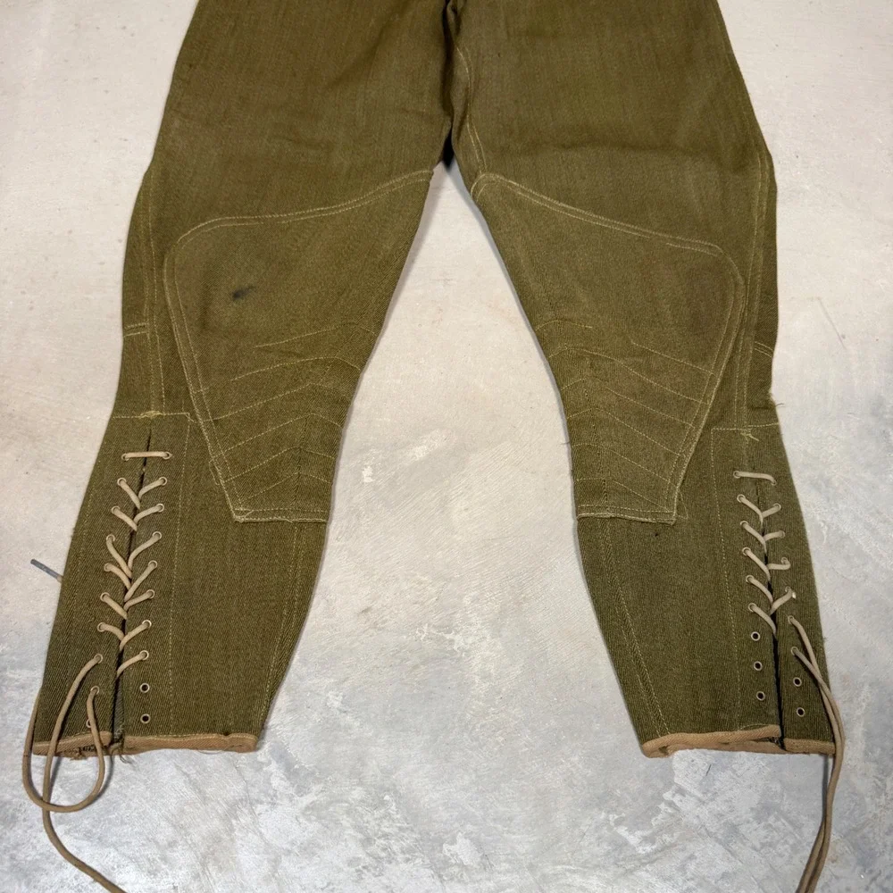 Vintage WWI US Army military Wool Breeches M1917 Doughboy Jodhpurs Olive Drab 30
